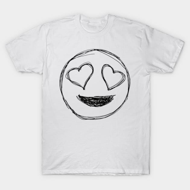 Dark and Gritty Smiley Face with Heart Eyes T-Shirt by M.T. Stewart